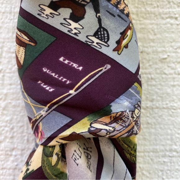 Nicole Miller Vintage 1997 Silk Tie Fishing Fisherman Theme - Picture 4 of 6